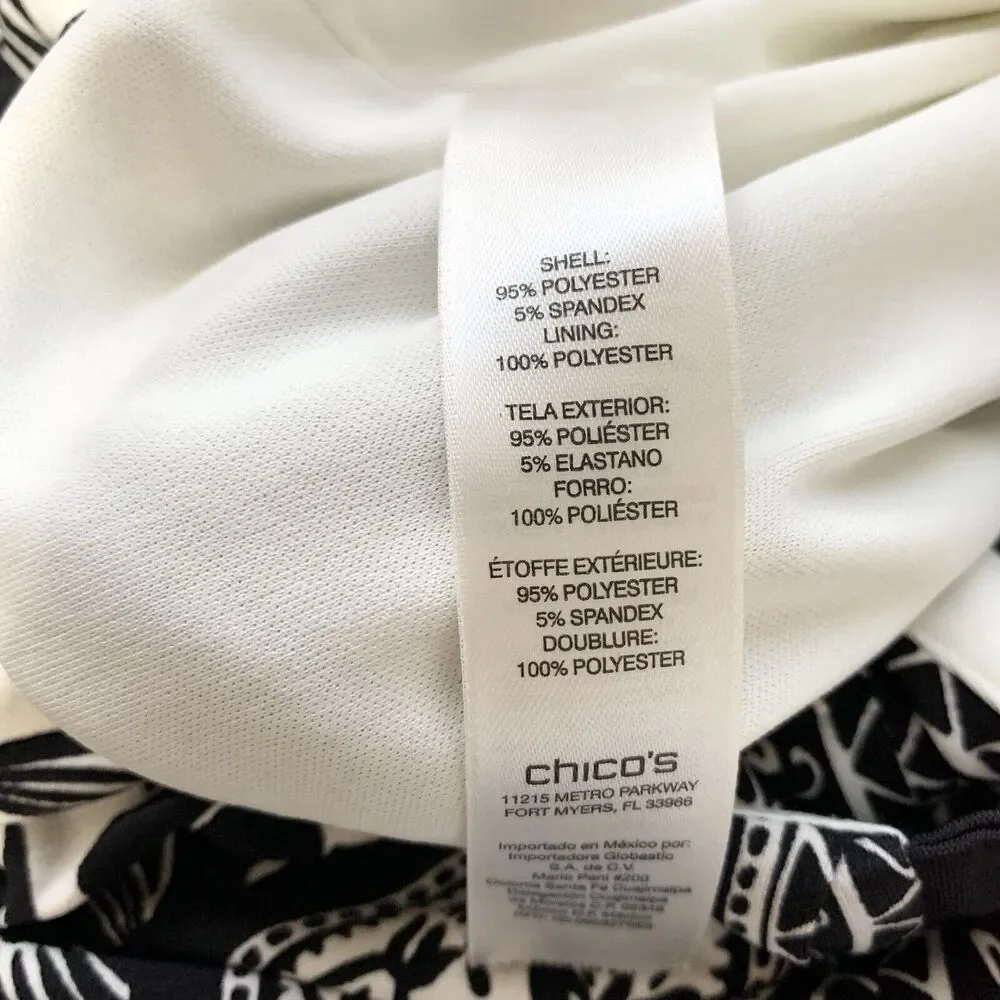 Chico’s Size 3 Marissa Jumpsuit Sleeveless Black White Graphic Floral Size XL 16 - Picture 11 of 16